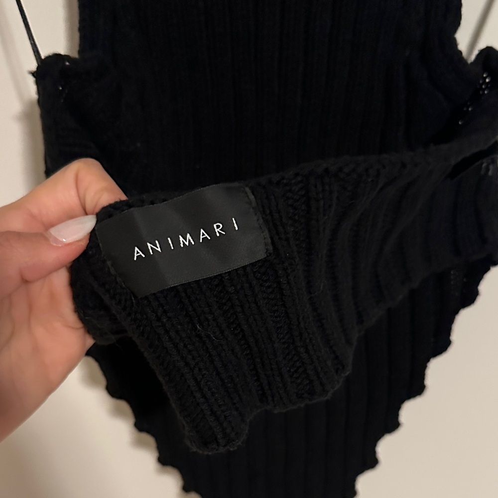 Black Ribbed Sleeveless Turtleneck Backless Crop top ANIMARI